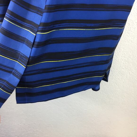 Miss Wu by Jason Wu silk blue black striped blouse - Picture 5 of 8